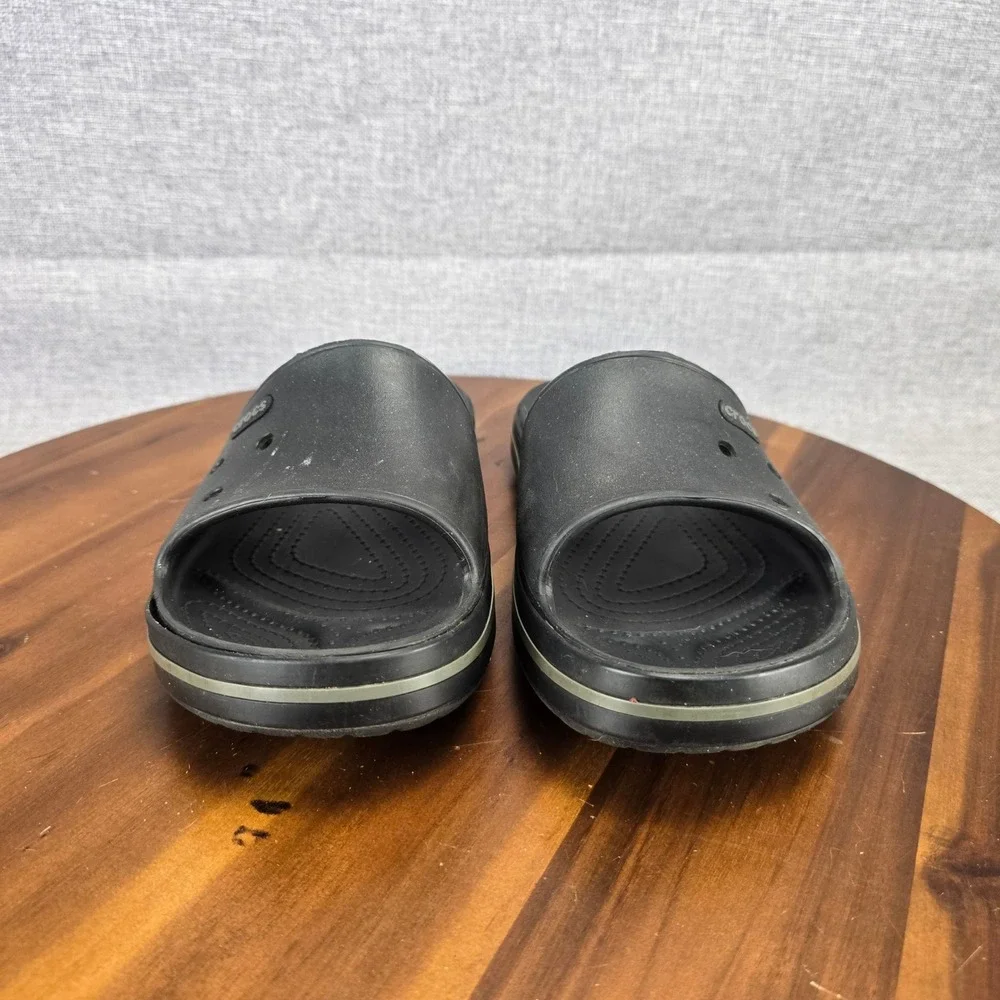 Crocs Crocband III Slide Sandals Mens 10 Womens 12 Black Graphite 205733 Slip On